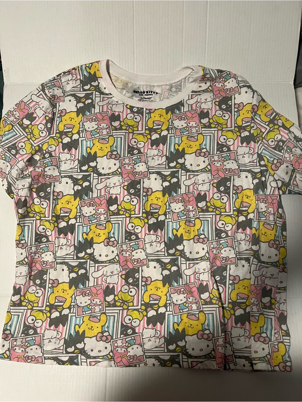 Sanrio Hello Kitty & Friends All-Over Print Tee in White, Pink, Yellow